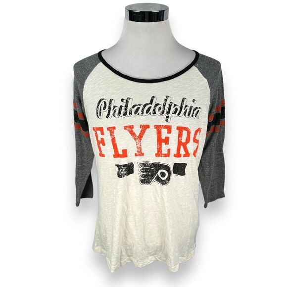 G-III 4her by Carl Banks Philadelphia Flyers T-Shirt Women’s XL Scoop Neck Cream - Picture 1 of 9